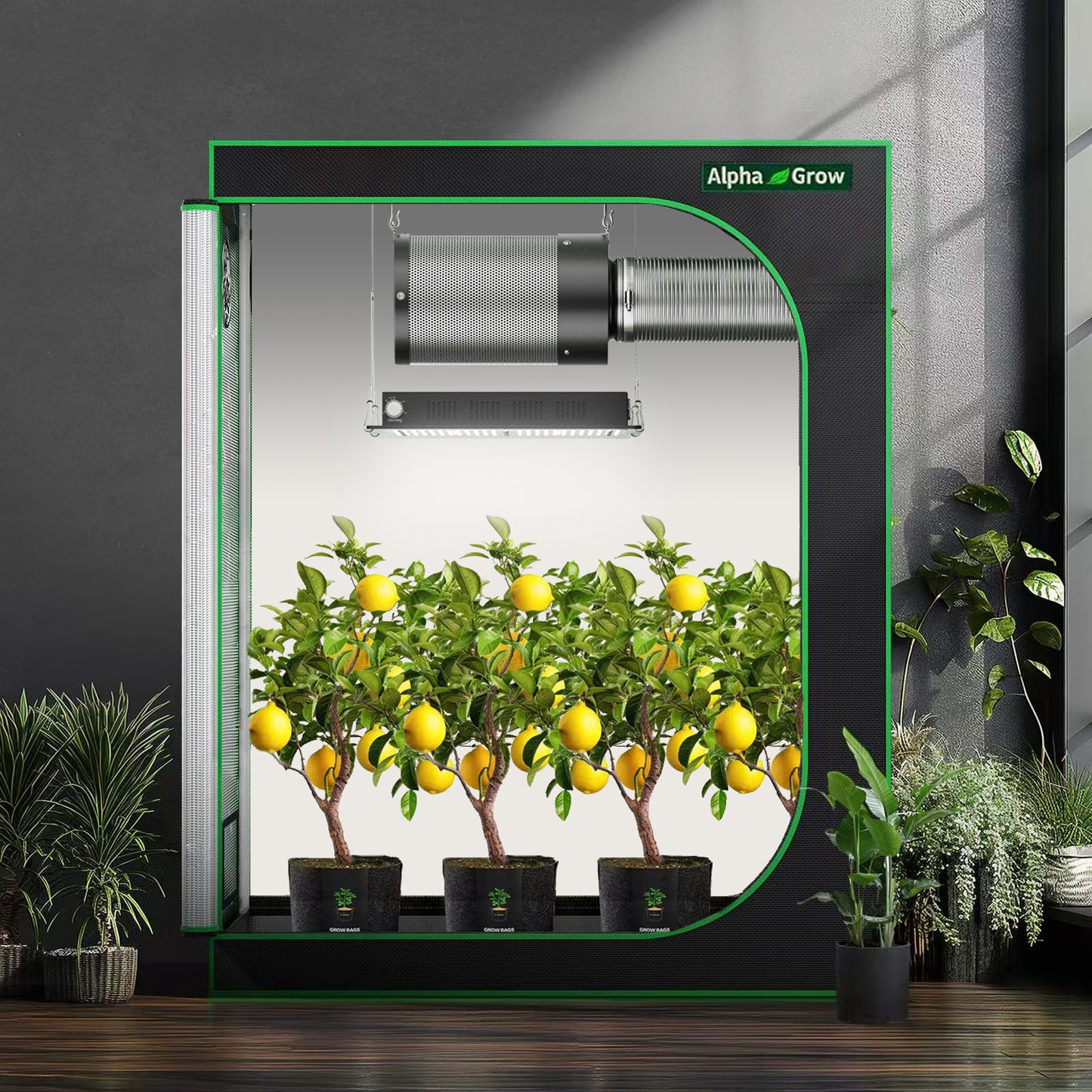 ALPHAGROW 4" Inline Carbon Filter with Built-in Fan - Australian Virgin Charcoal, Variable Speed & Low Noise for Grow Tents/Hydroponics Odor Control