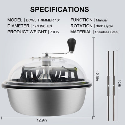 ALPHAGROW 13"-Manual Bud Trimmer Bowl Trimmer