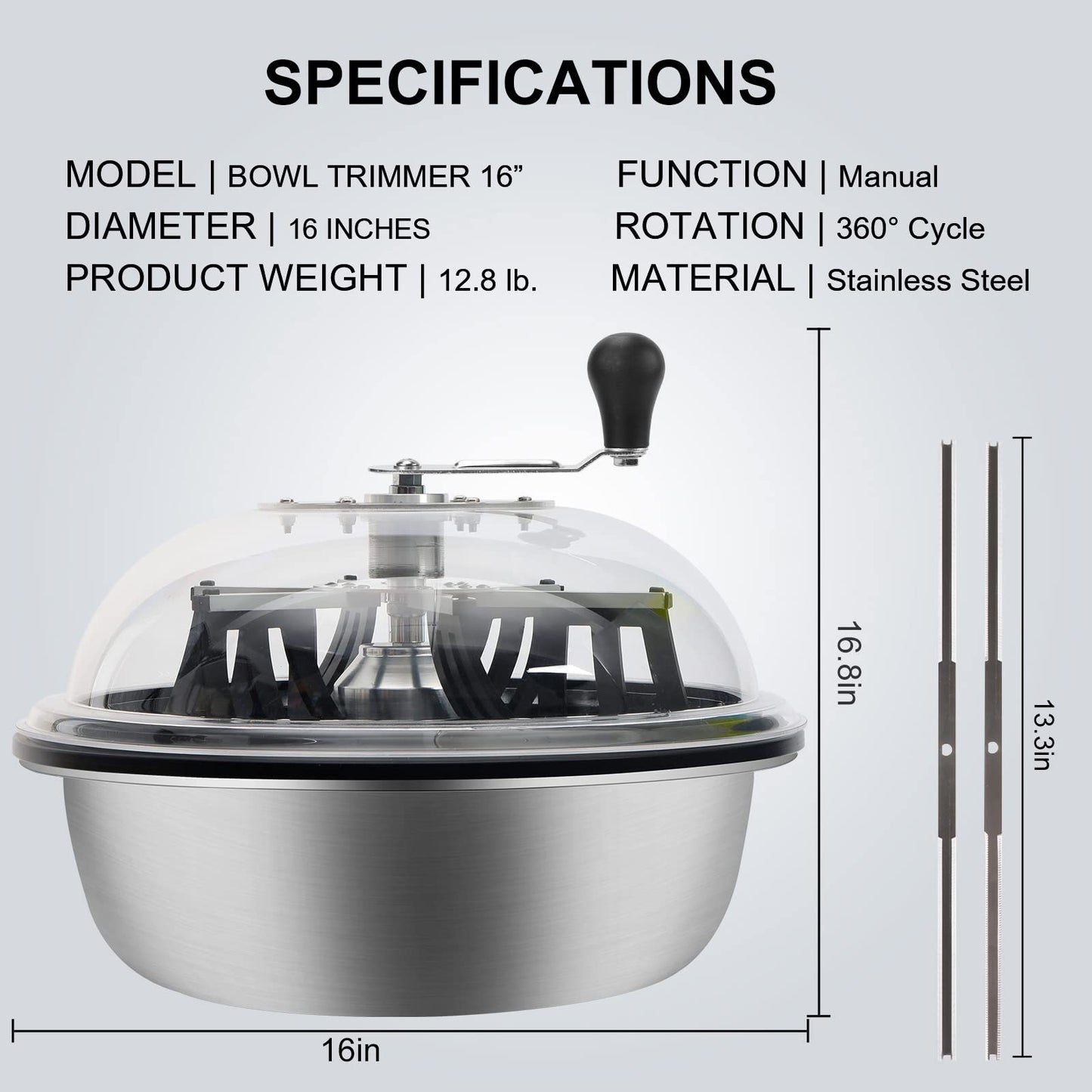 ALPHAGROW 16"-Manual Bud Trimmer Bowl Trimmer